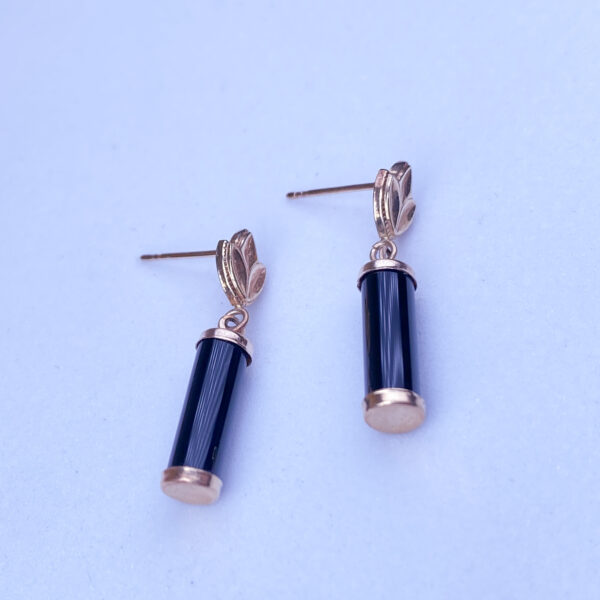 10k Onyx Drop Earrings - Image 2