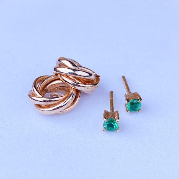 14k Nested Emerald Earrings - Image 2