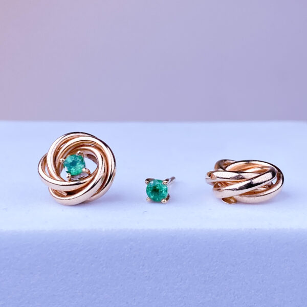 14k Nested Emerald Earrings - Image 3