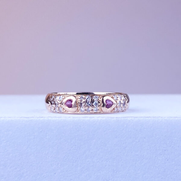 14k Ruby Hearts Band