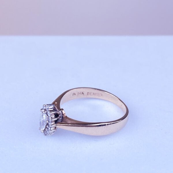 14k Marquis Diamond Halo Ring - Image 4