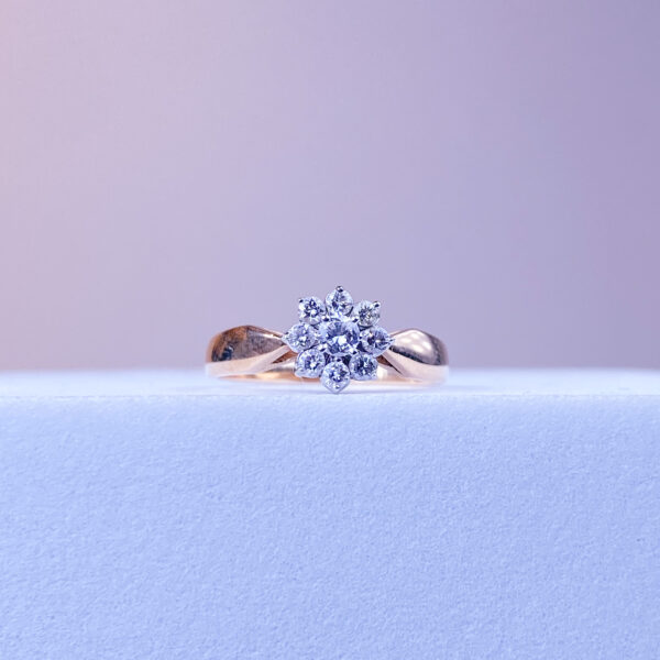 14k Diamond Flower Ring - Image 3