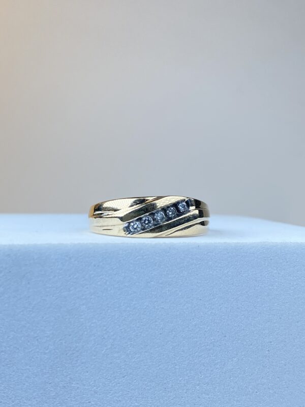 14k Yellow Gold Mens Diamond Band - Image 3