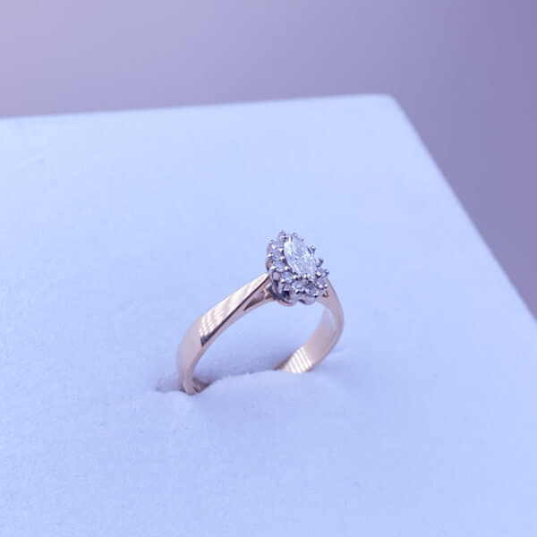 14k Marquis Diamond Halo Ring - Image 3