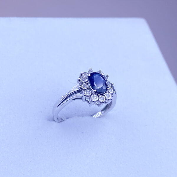 10 Sapphire and Diamond Halo ring