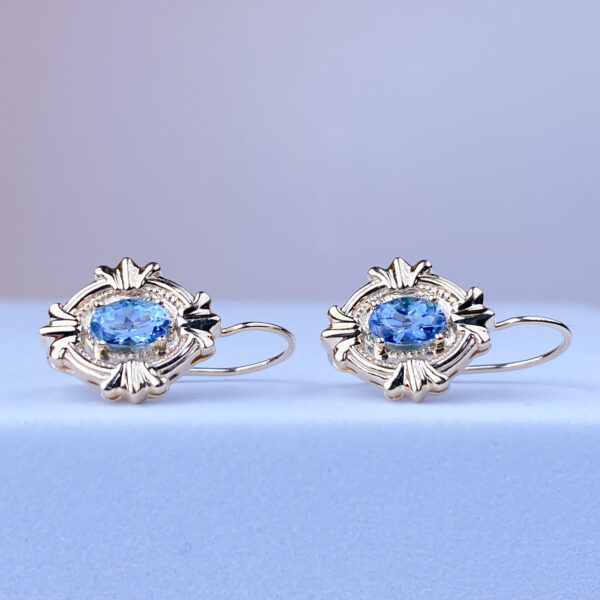 14k Aquamarine  Earrings