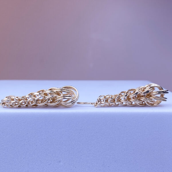 10k Gold Chainmail Earrings - Image 2