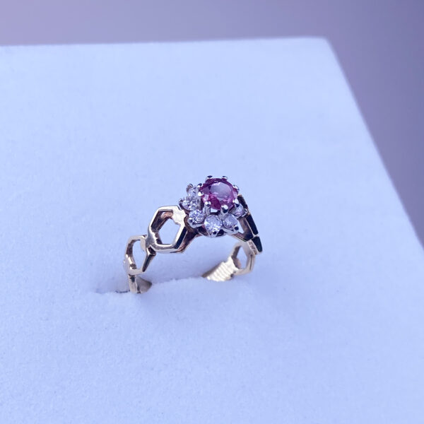 10k Ruby Diamond Flower Ring